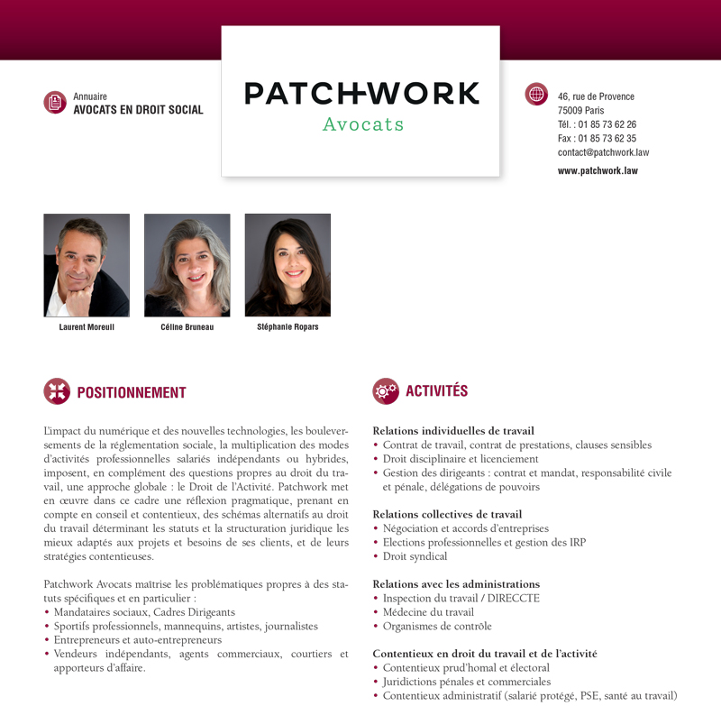 patchwork-avocats-decideurs-2019 classement Décidurs Patchwork Avocats